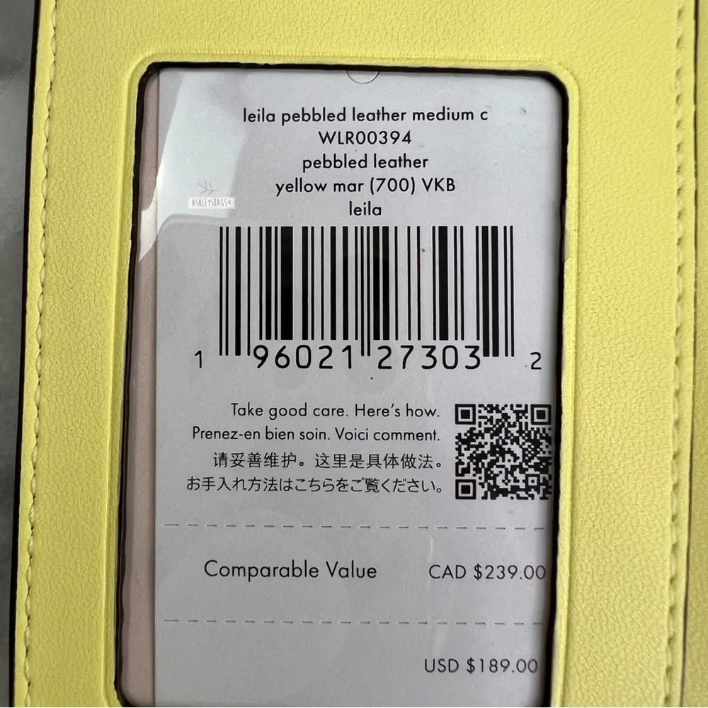 Kate Spade Leila Medium Compact Bifold Wallet In Yellow - Picture 7 of 7